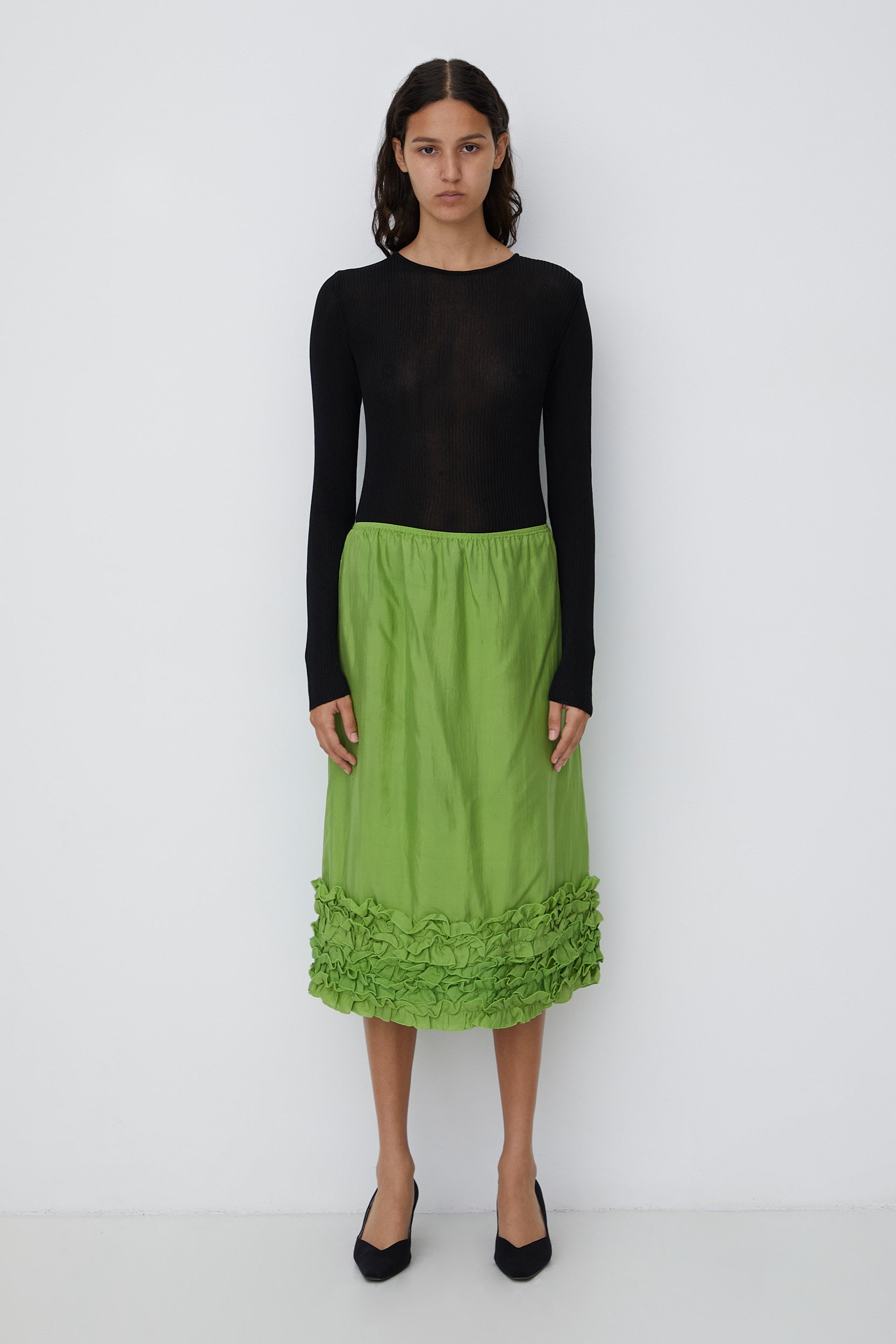 RUFFLED HEM SKIRT